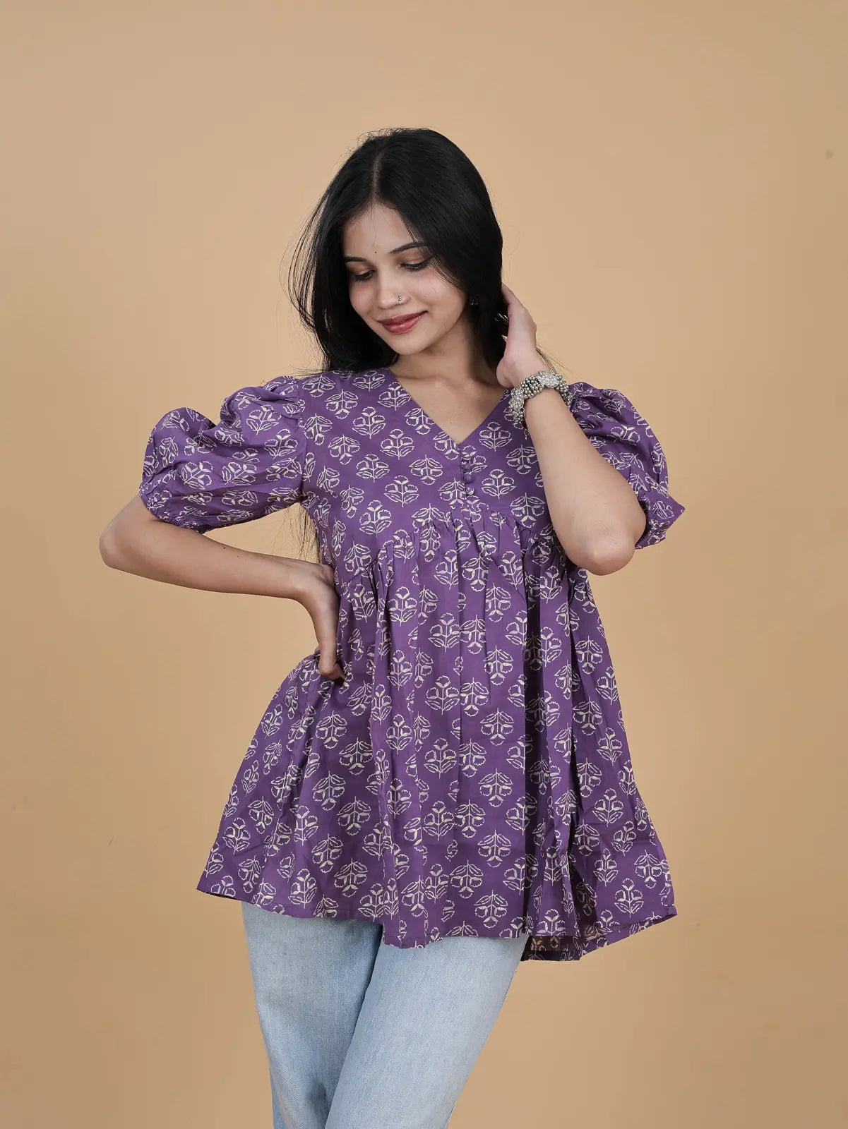 Short Kurti -Alia Cut Pure Cotton lavender
