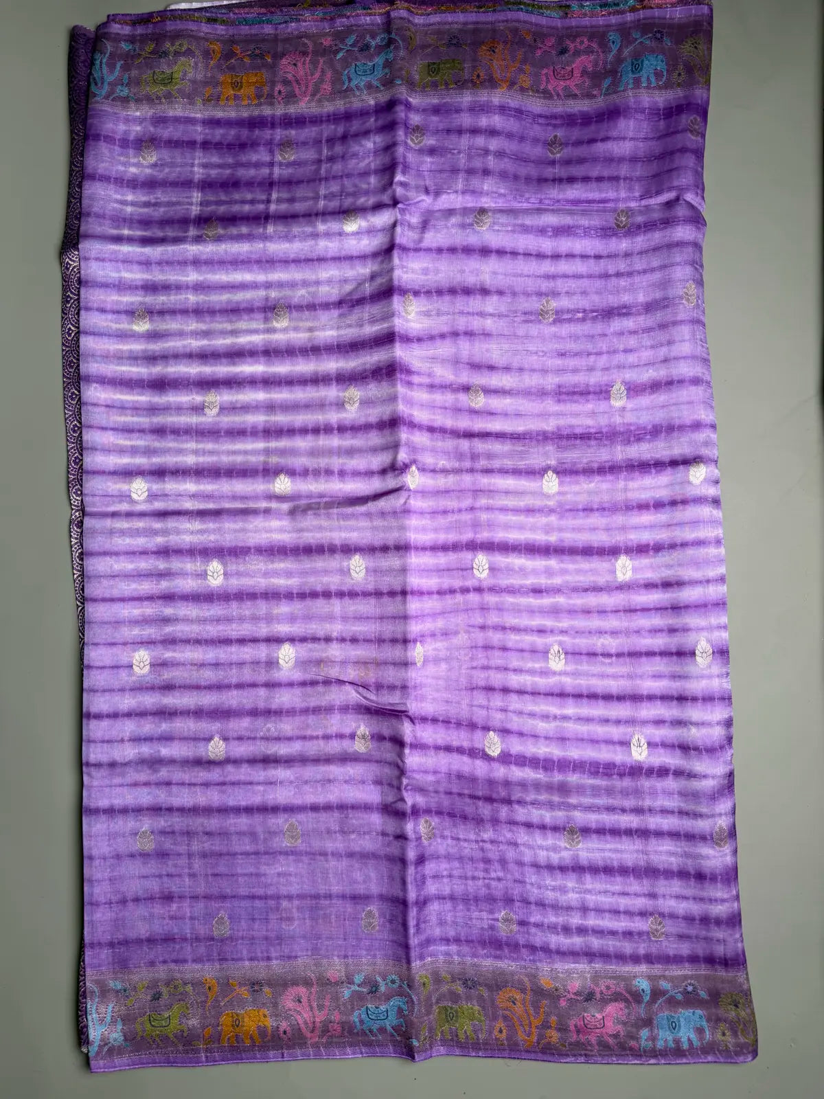 ⸻ Lavender Shibori Tussar Georgette Saree with Grand Pichwai Weave