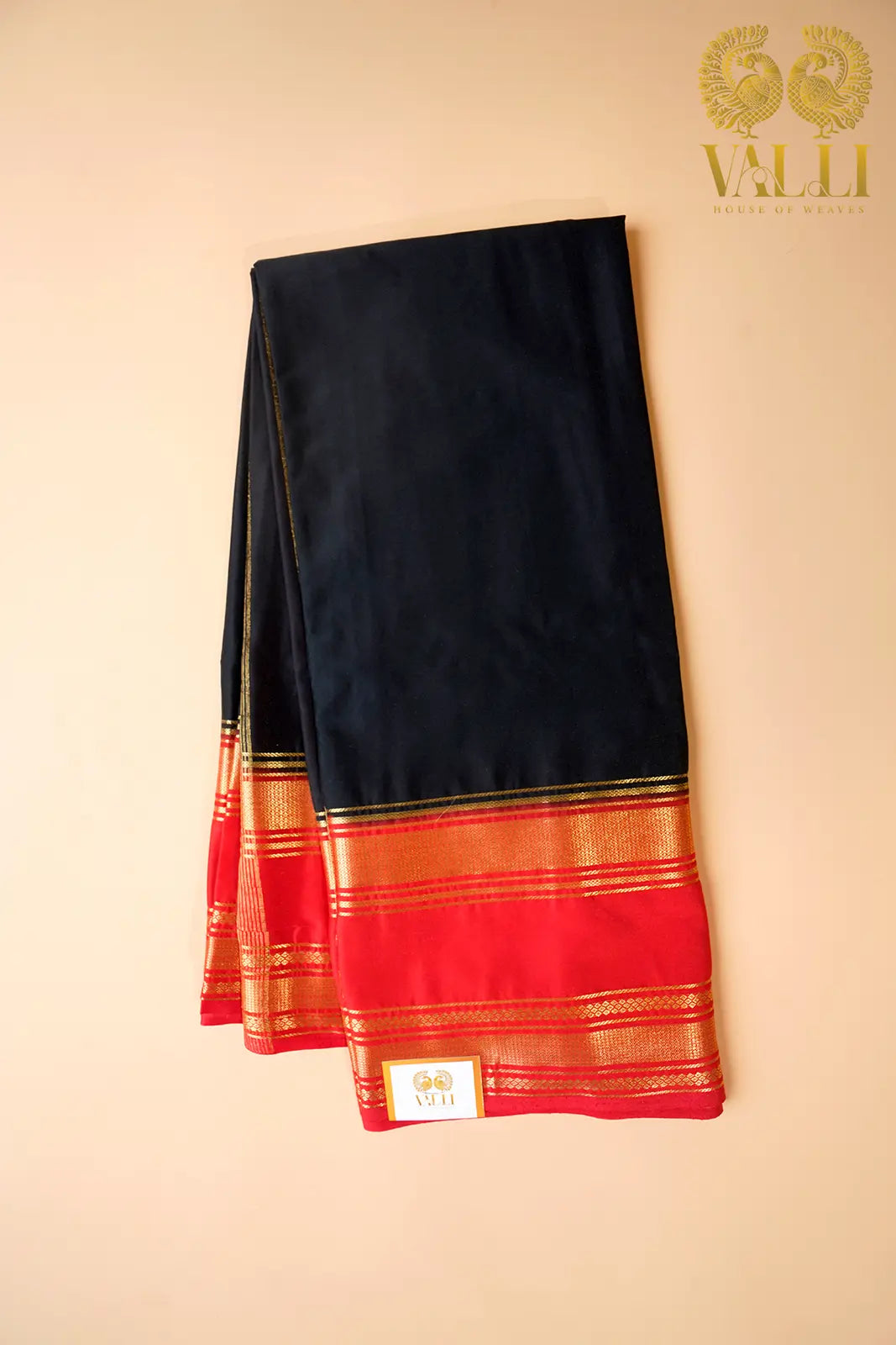 Black & Red Semi-Crepe Saree with Bentex Border
