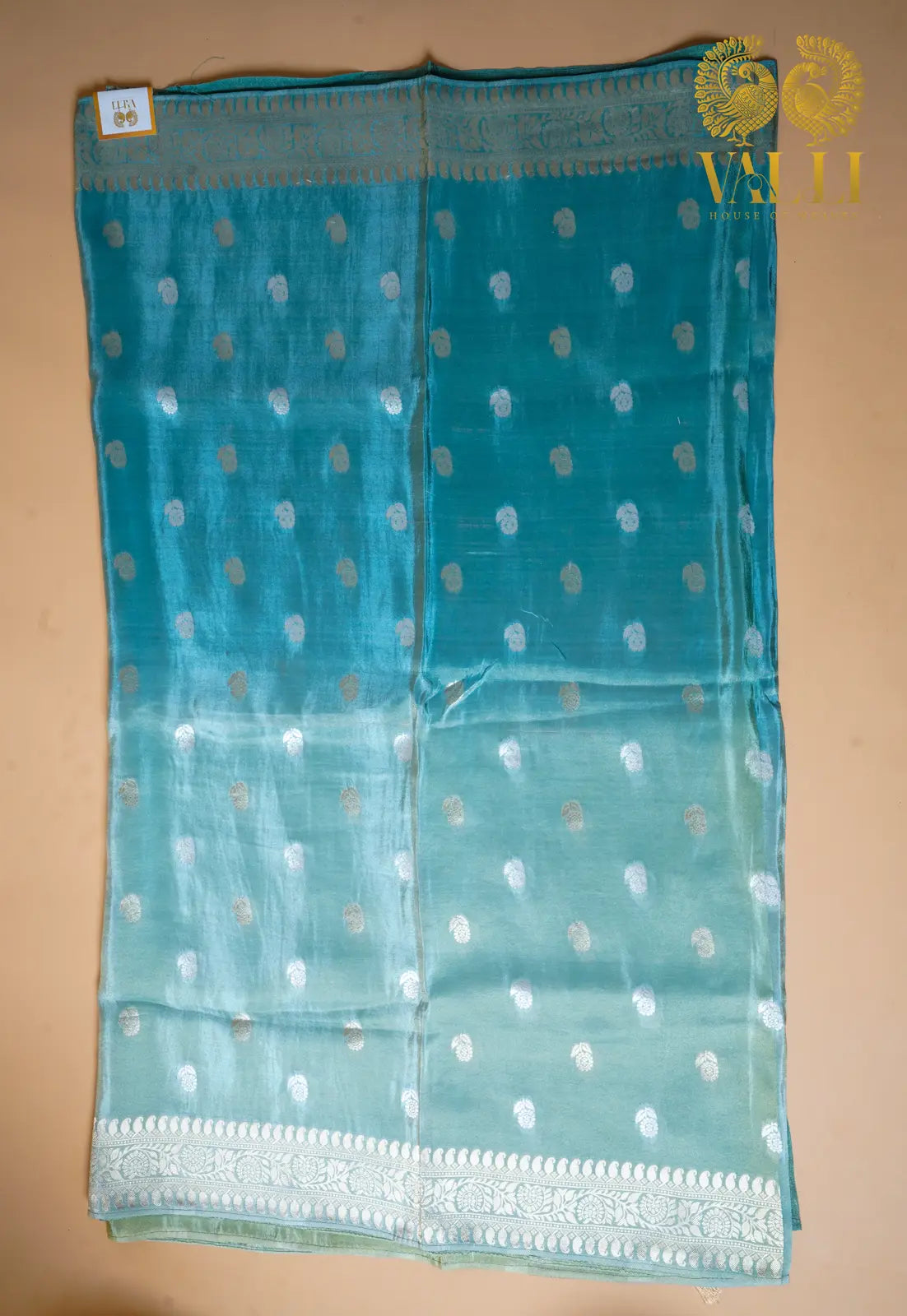 Aqua blue Tissue Banarasi Crepe Saree