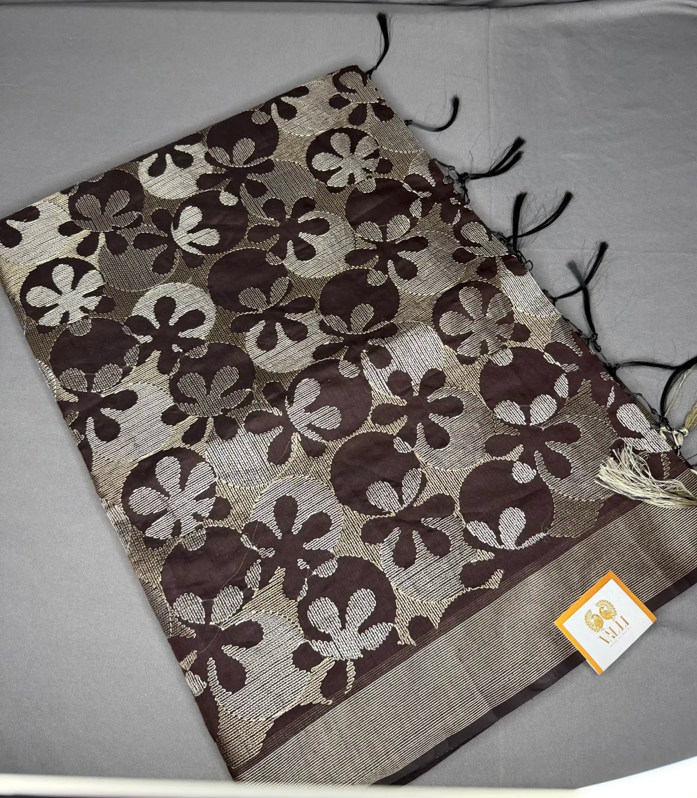 Coffee brown embroidery