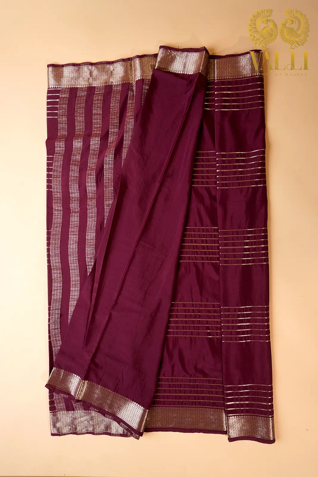 Maroon Striped Heritage Silk Saree