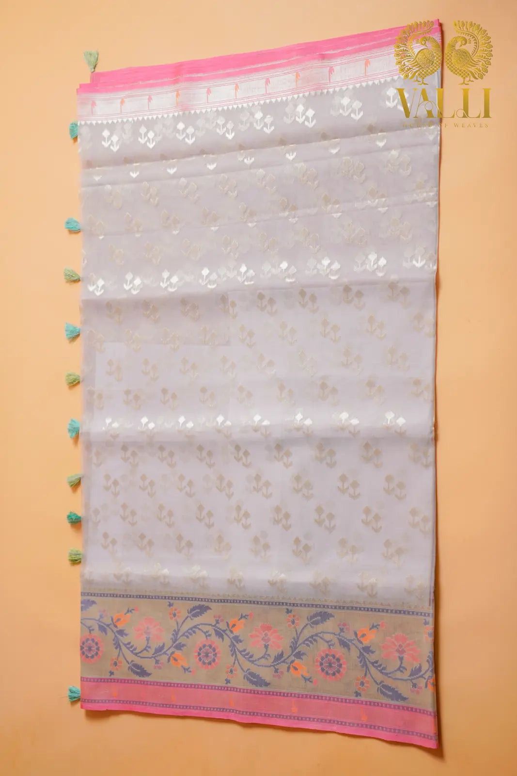 Pure Kora Organza Saree with Paithani & Muniya Border