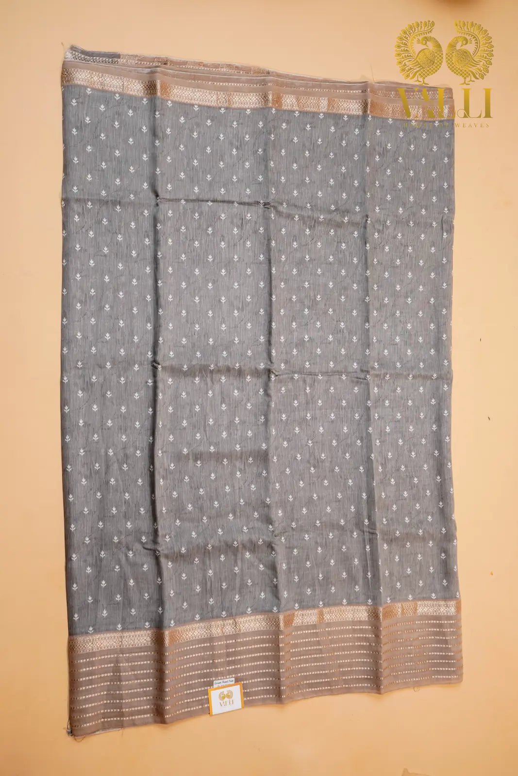 Grey & Beige Viscose Cotton Saree