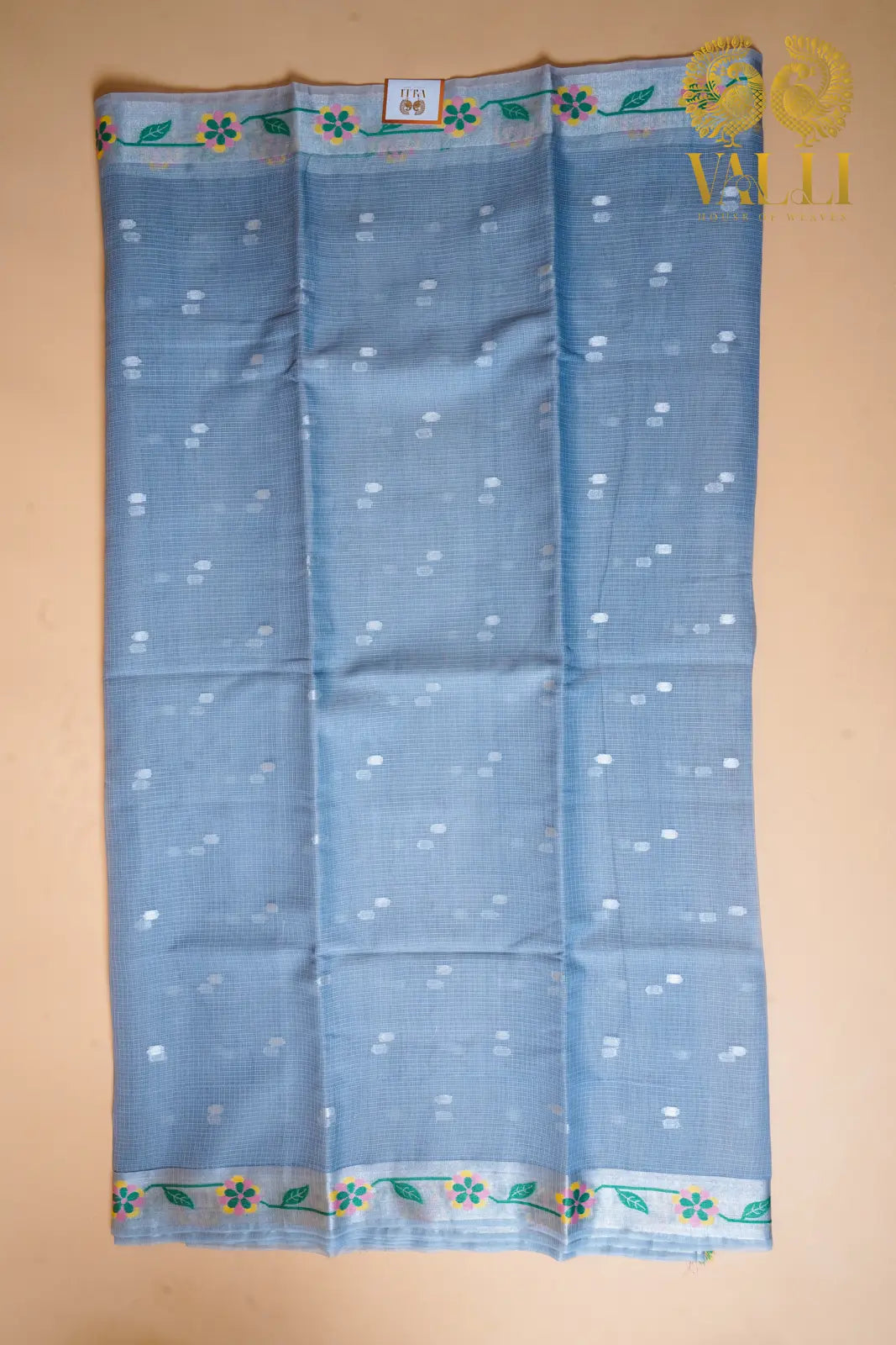 Sky Blue Kota Saree with Floral Border