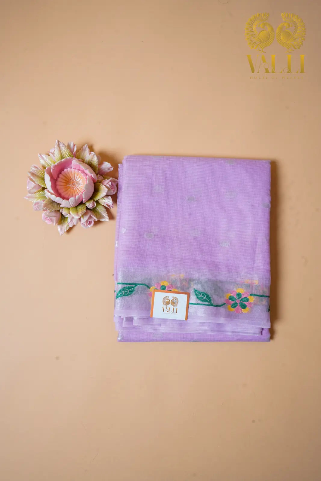 Lilac Kota Saree with Floral Border