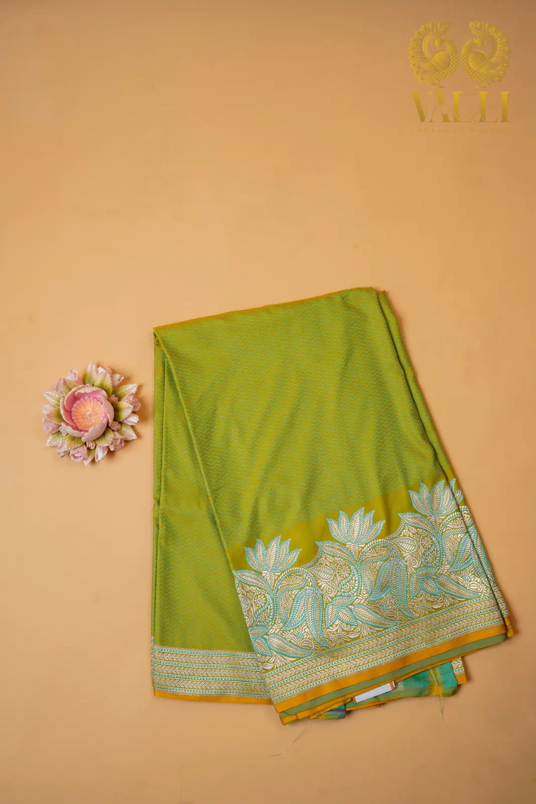 Lemon green semi Banarasi