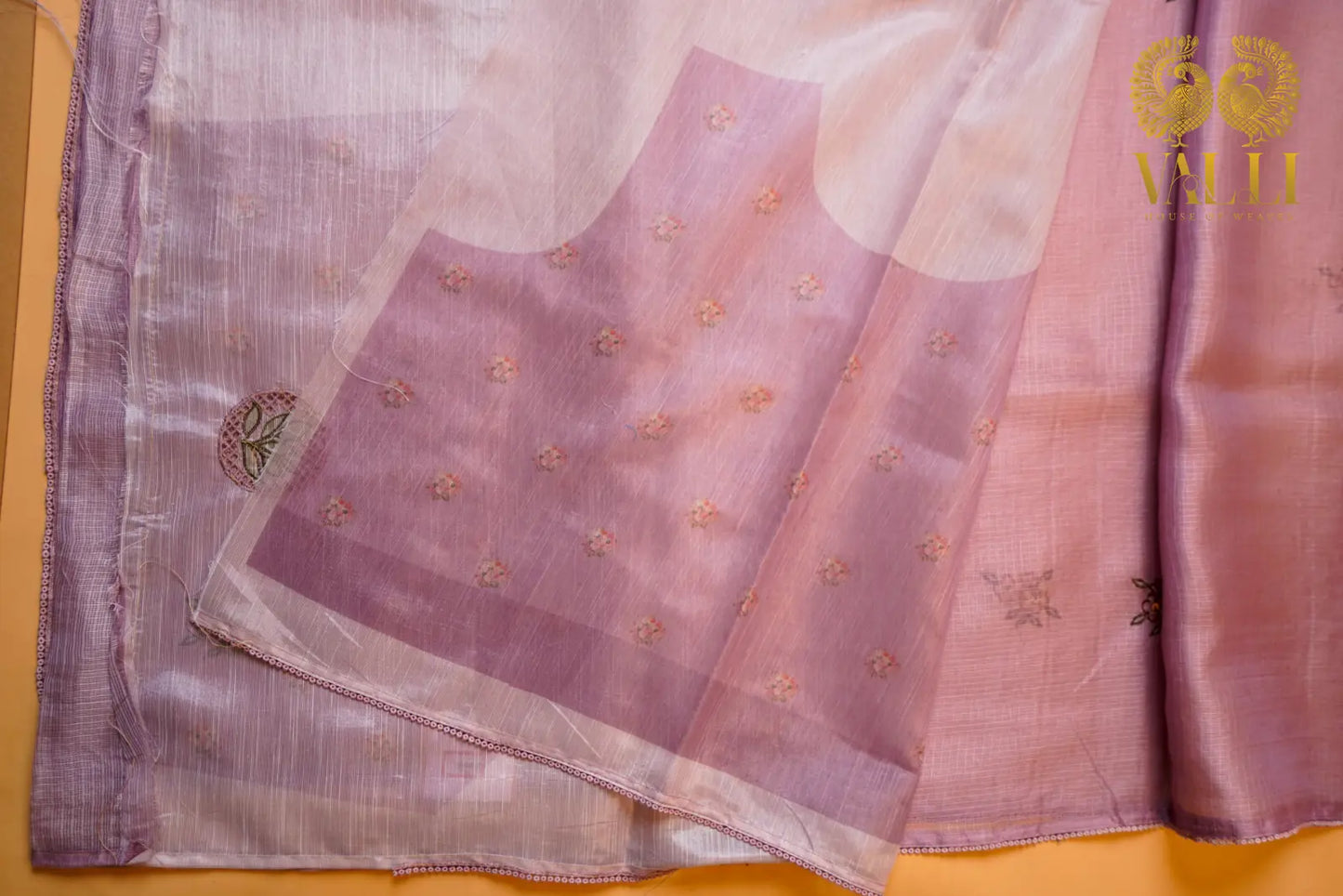 Kota Embroidery Saree with Cut Work Patch & Self Colour Blouse