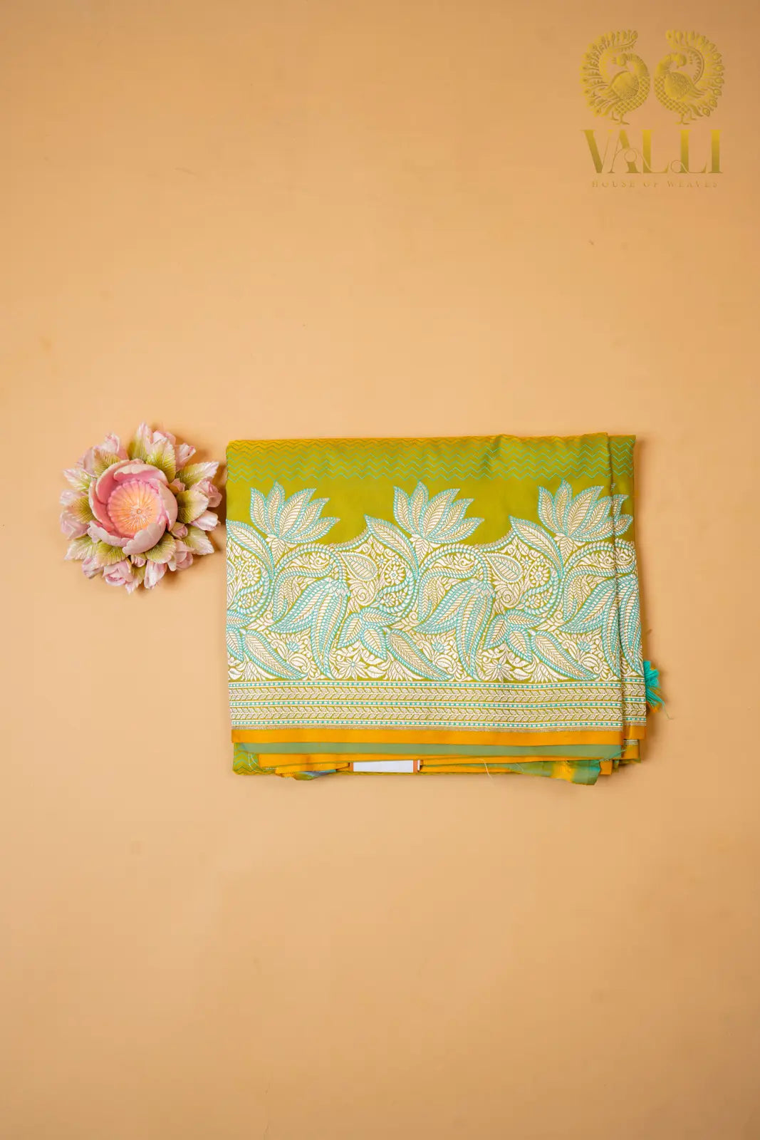 Lemon green semi Banarasi