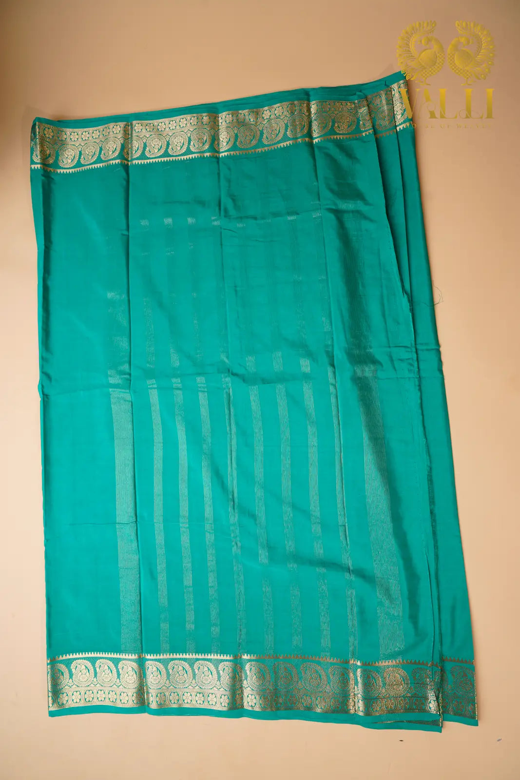 Sea Green Mango Border Semi-Crepe Silk Saree