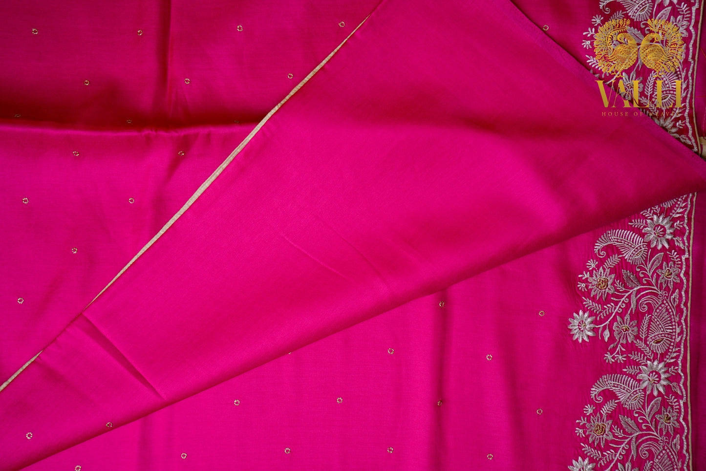 Soft Tussar Silk Saree – Embroidered Border & Self Colour Blouse