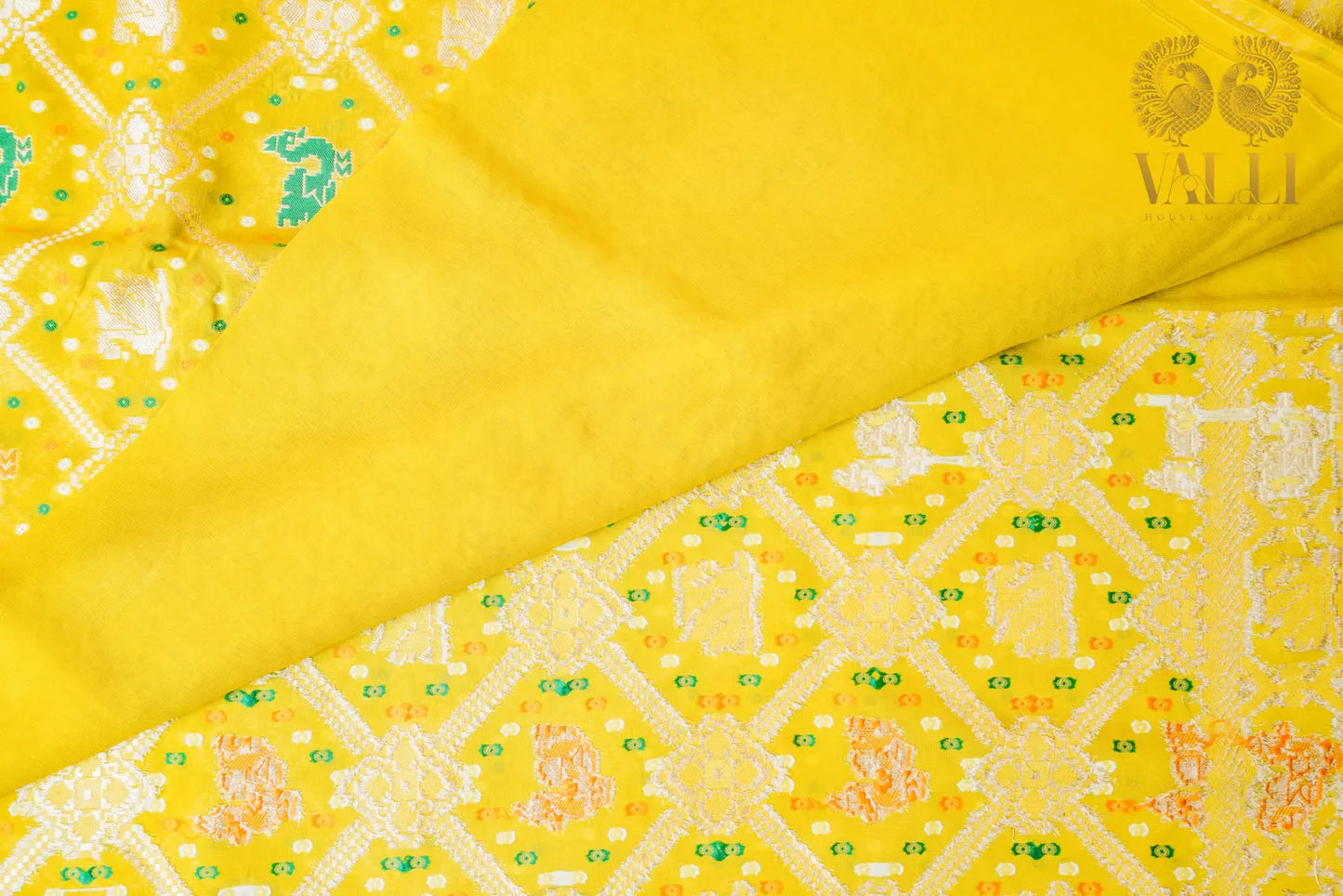 Parrot Green georgette Banarasi Silk Saree with Bird Jaal Weave