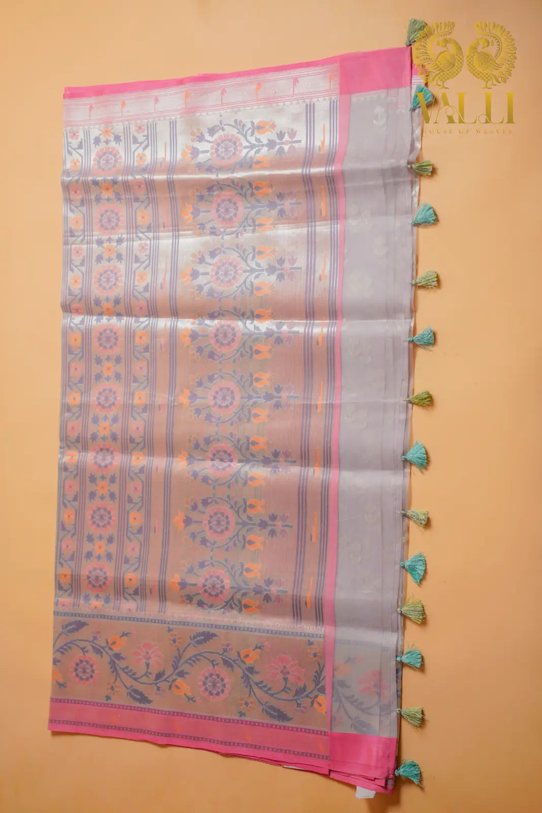 Pure Kora Organza Saree with Paithani & Muniya Border