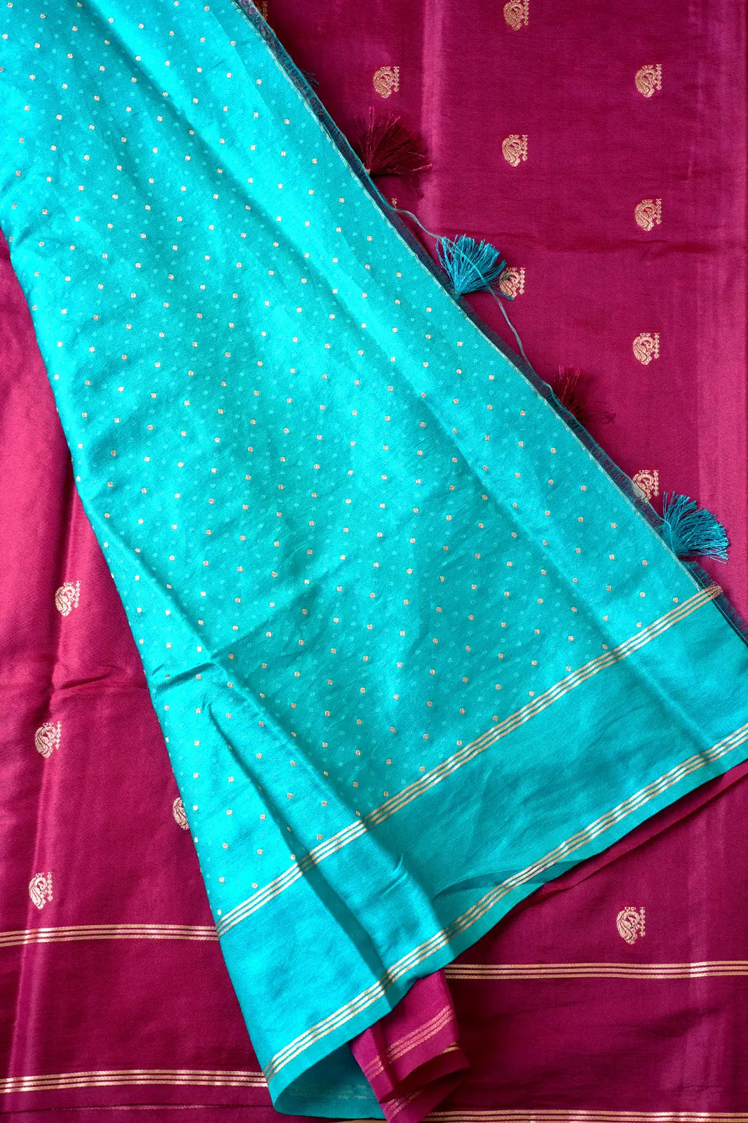 Soft silk peacock plum pink + Rama blue