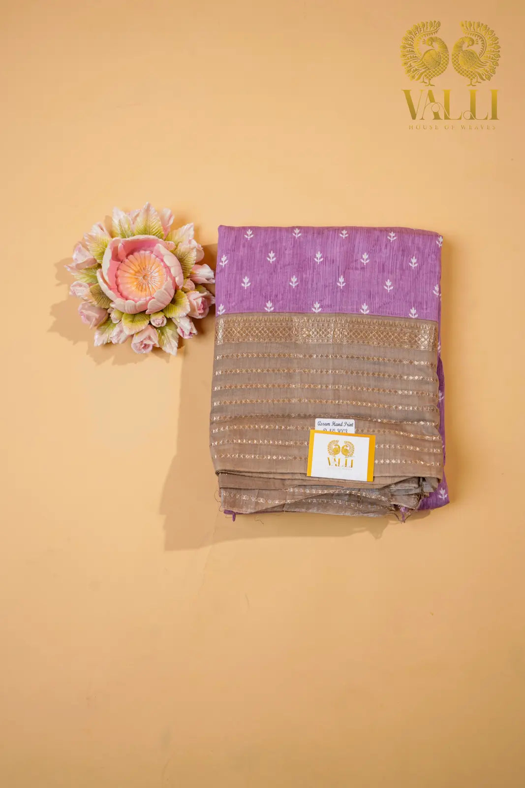 Lavender & Grey Viscose Cotton Saree