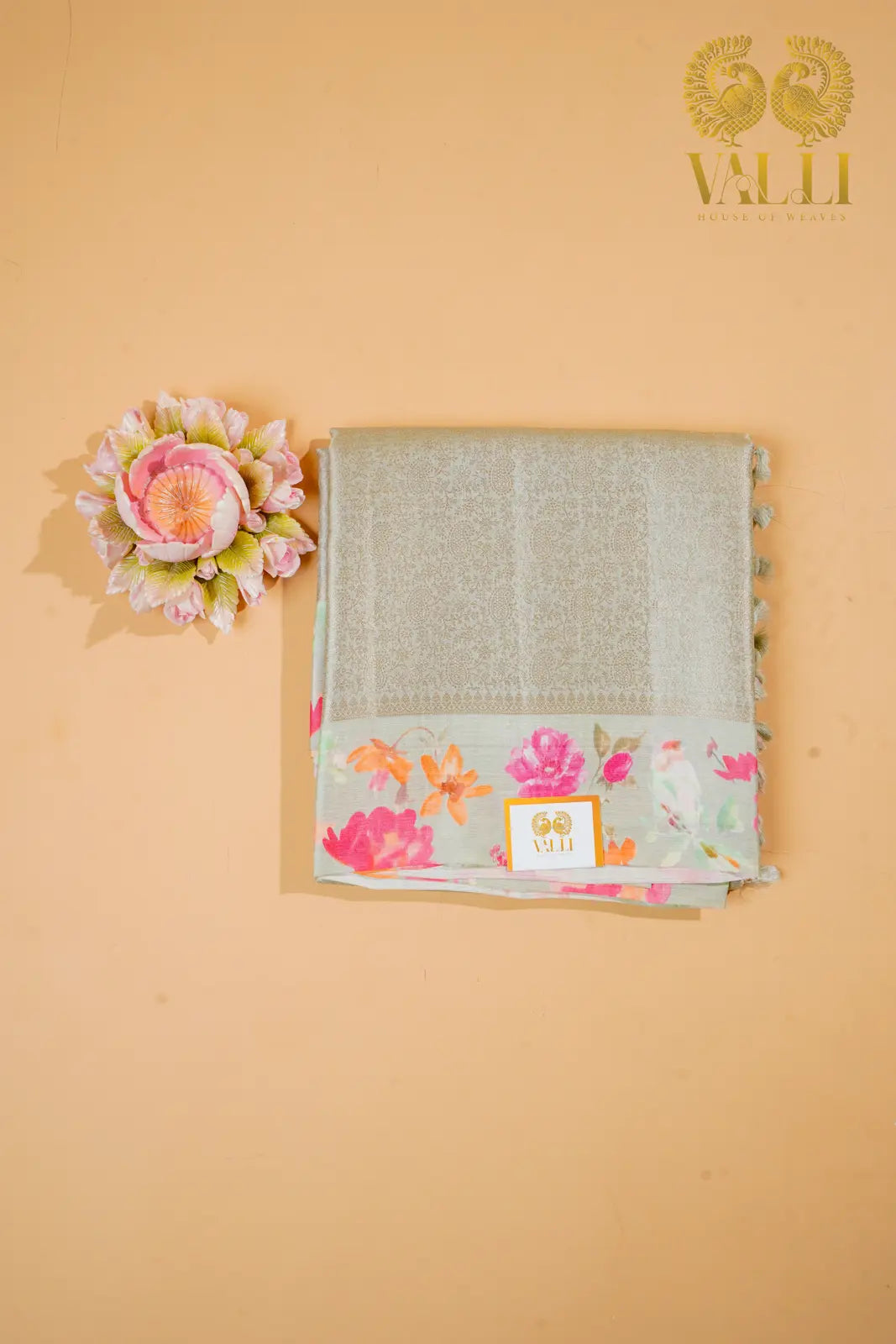 Brocade tussar silk pastel pink