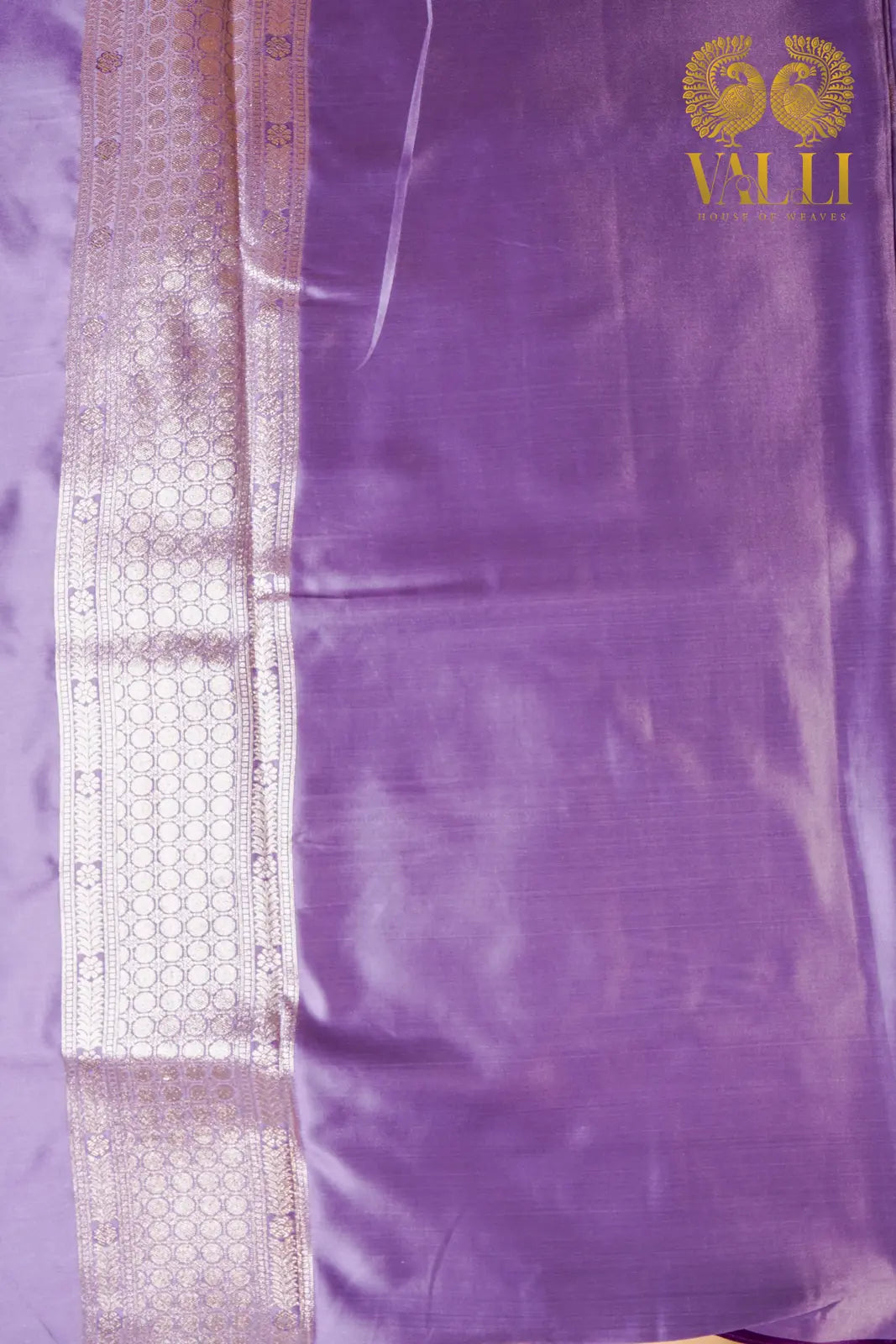 Lilac Satin Banarasi Saree with Silver Zari Motifs