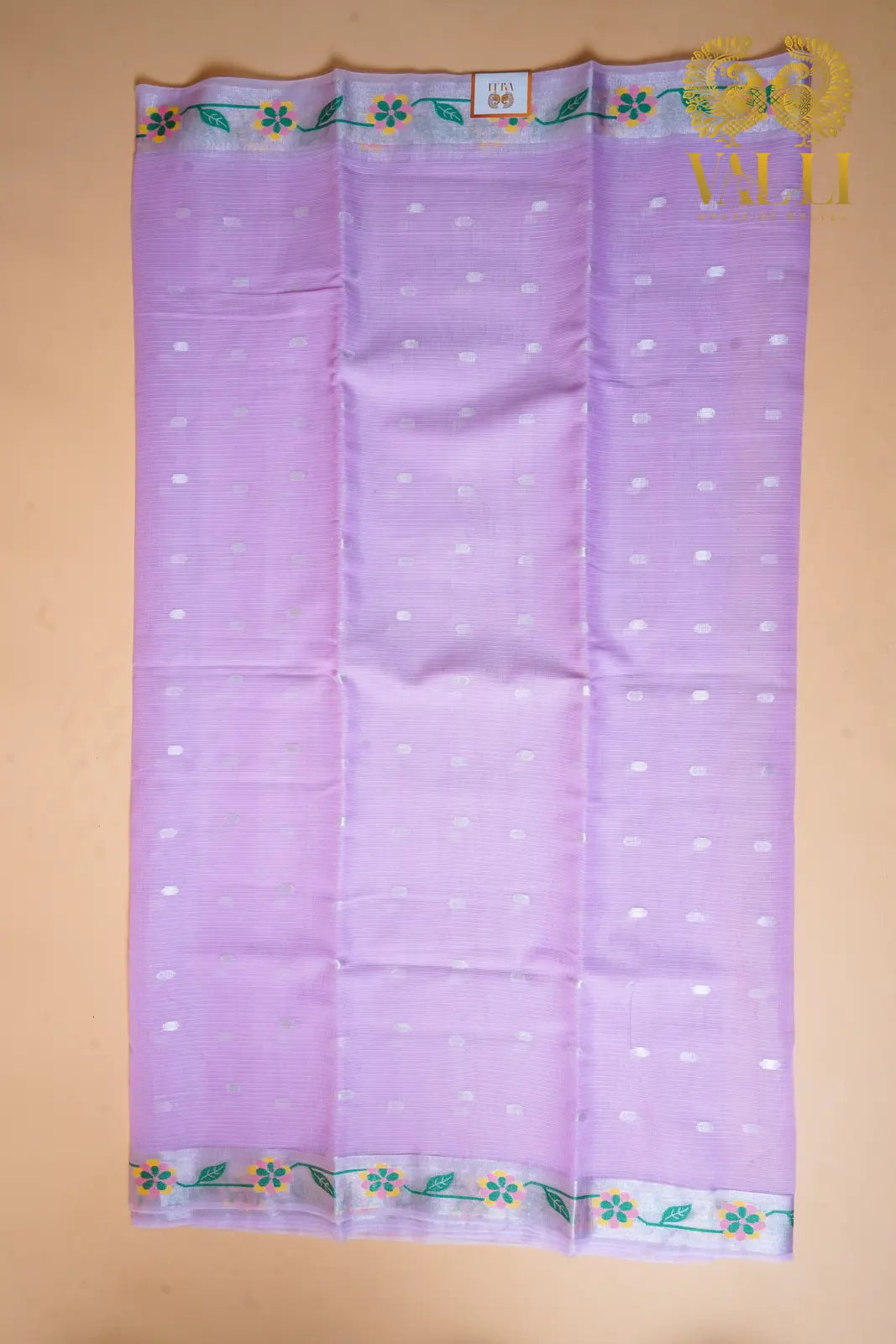 Lilac Kota Saree with Floral Border