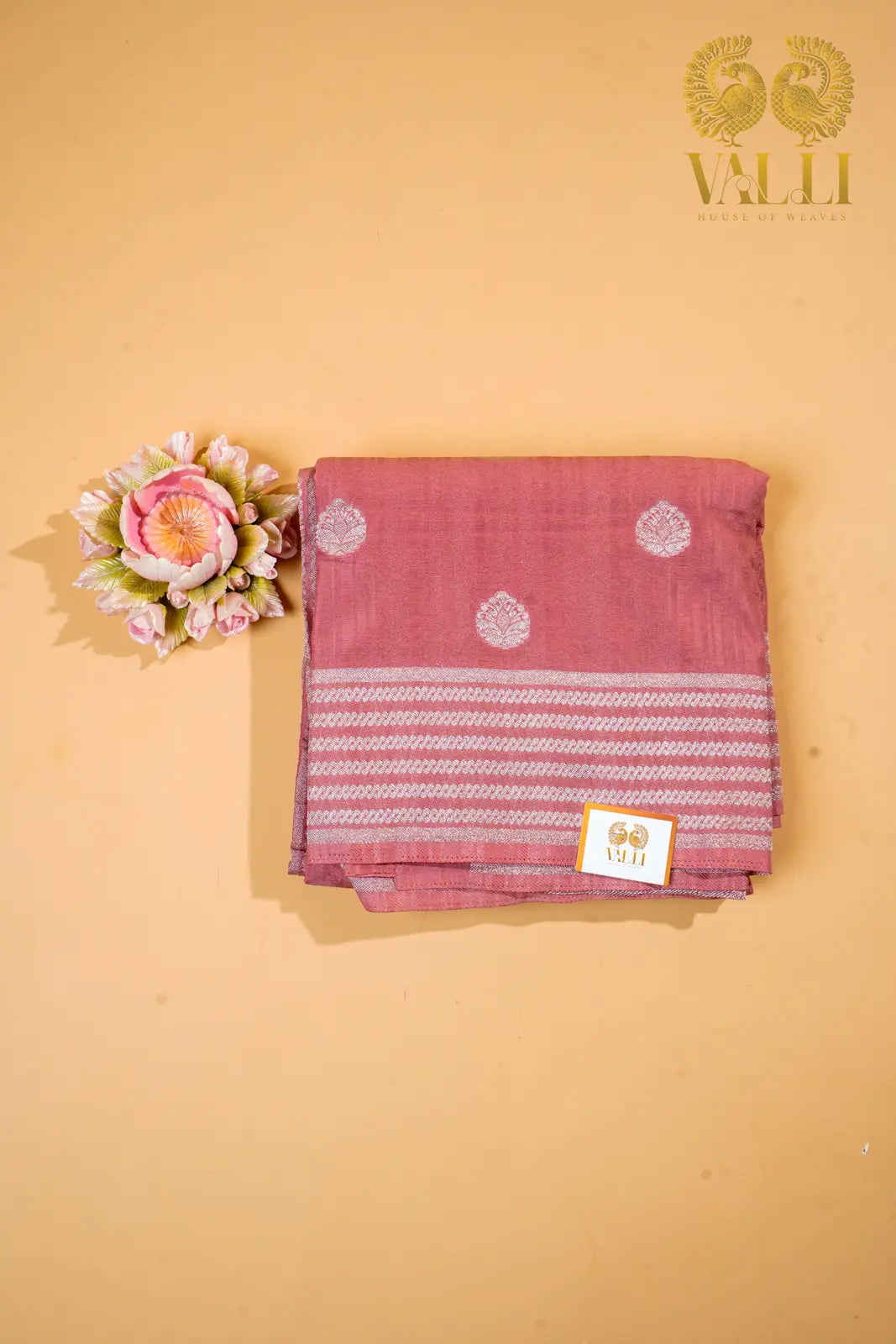Pastel Pink Georgette Saree with Silver Zari Elegance
