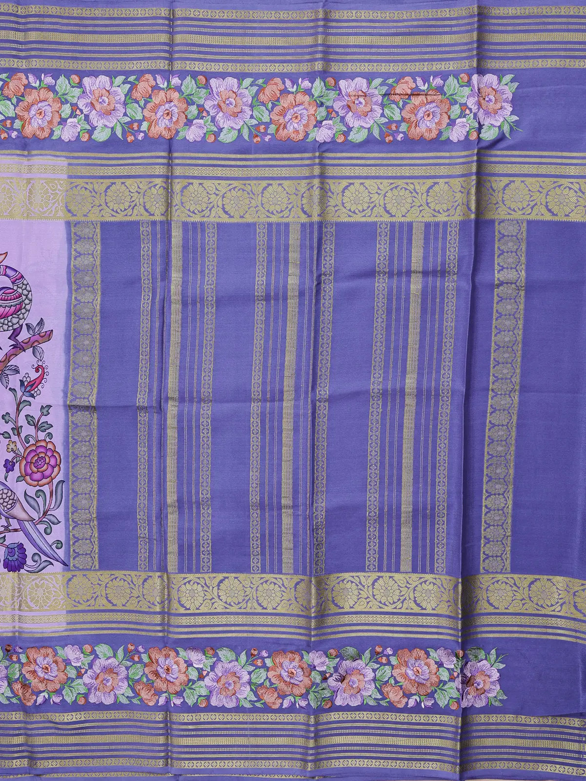 Pure Crepe Kalamkari Embroidery - Lavender