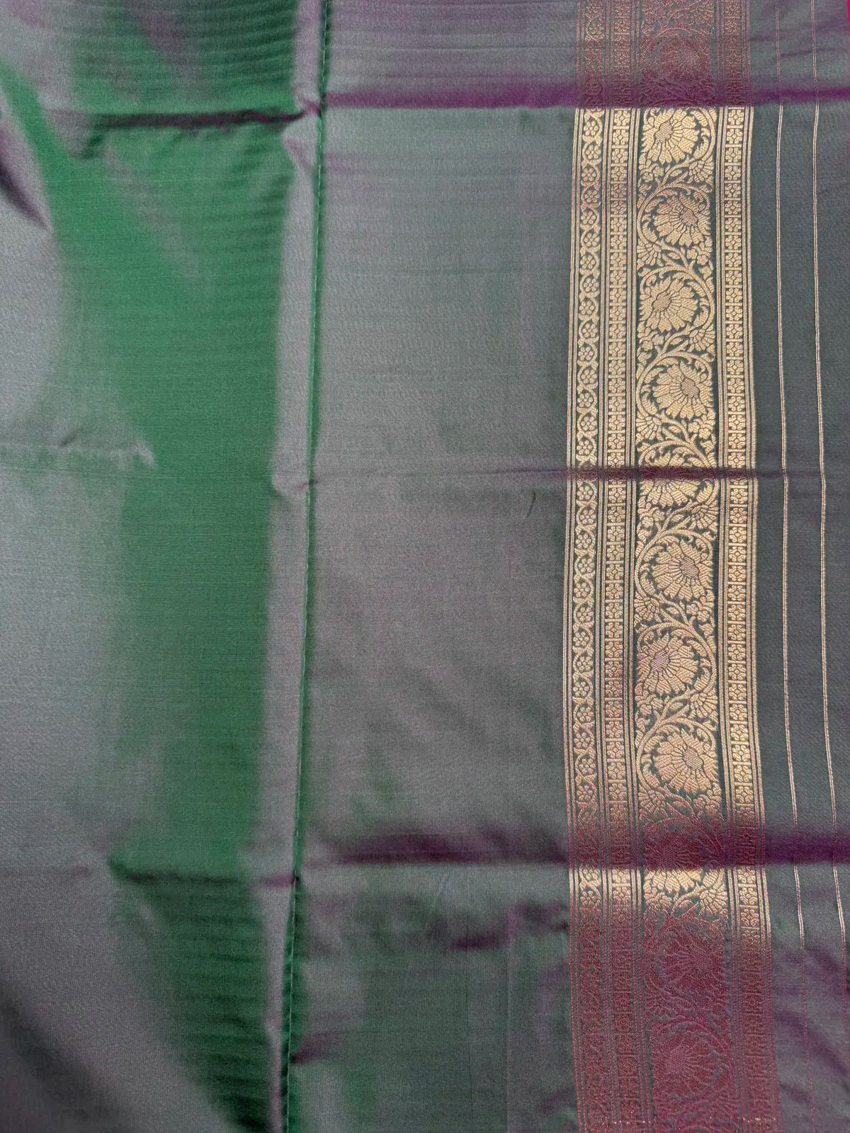 Rani Pink Kanchi Soft Silk Saree with Bottle Green Contrast Border