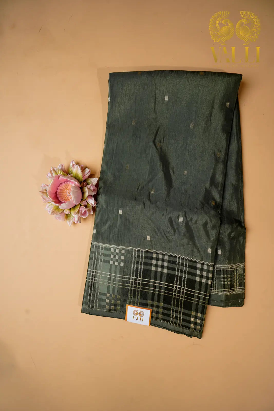 Dual Tone Zari Woven Silk Saree – Olive Green with Magenta Purple