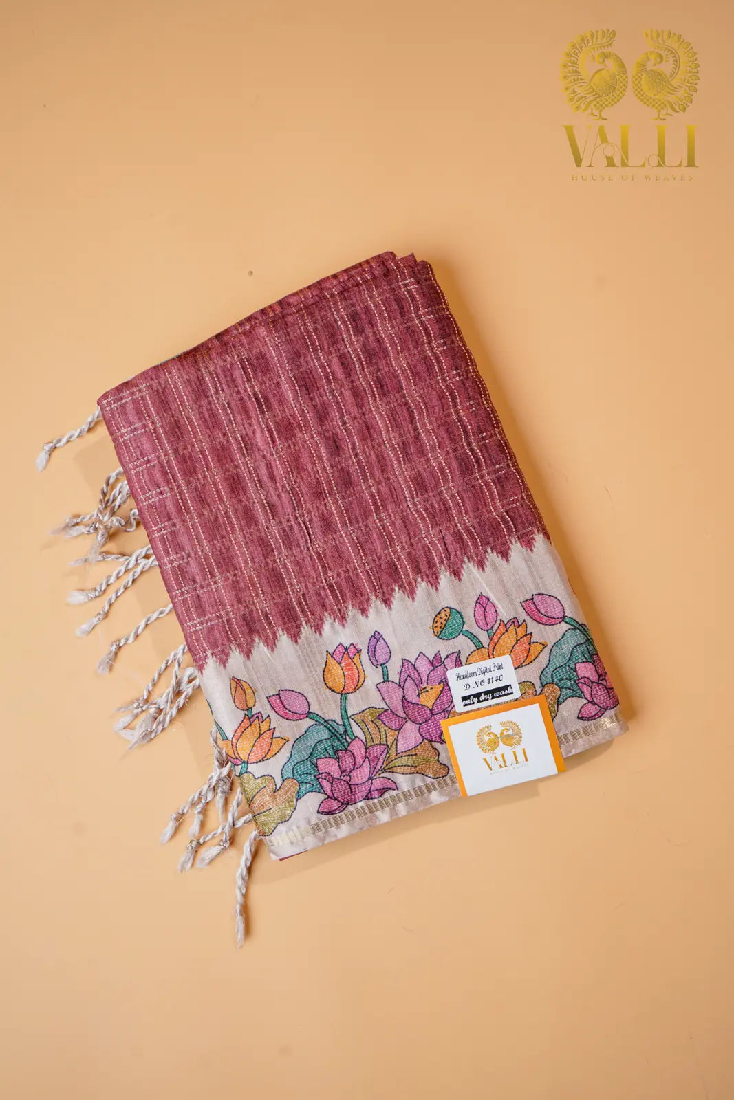 Tussar hand paint saree pink