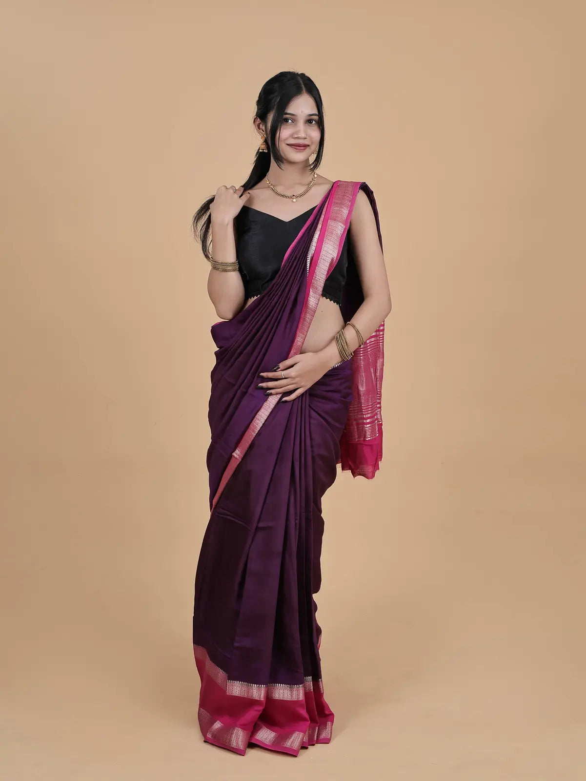 COTTON DUAL TONE - WINE + RANI PINK