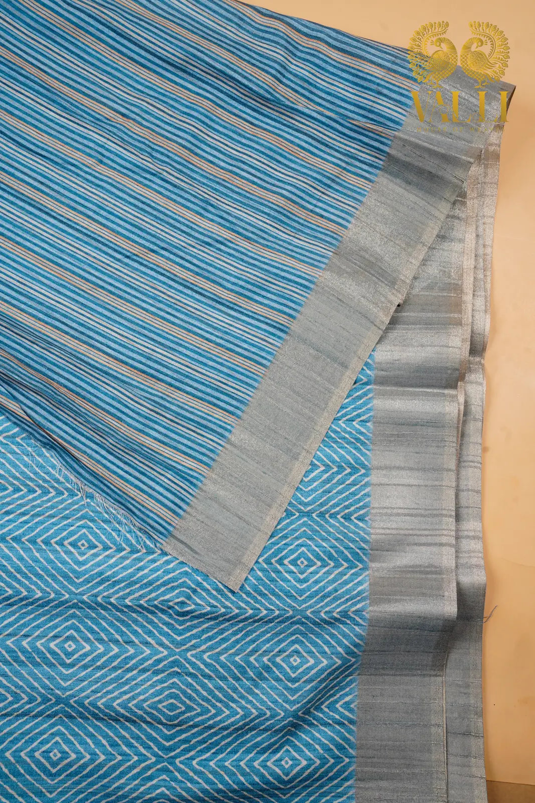 Blue Dola Silk Striped Saree
