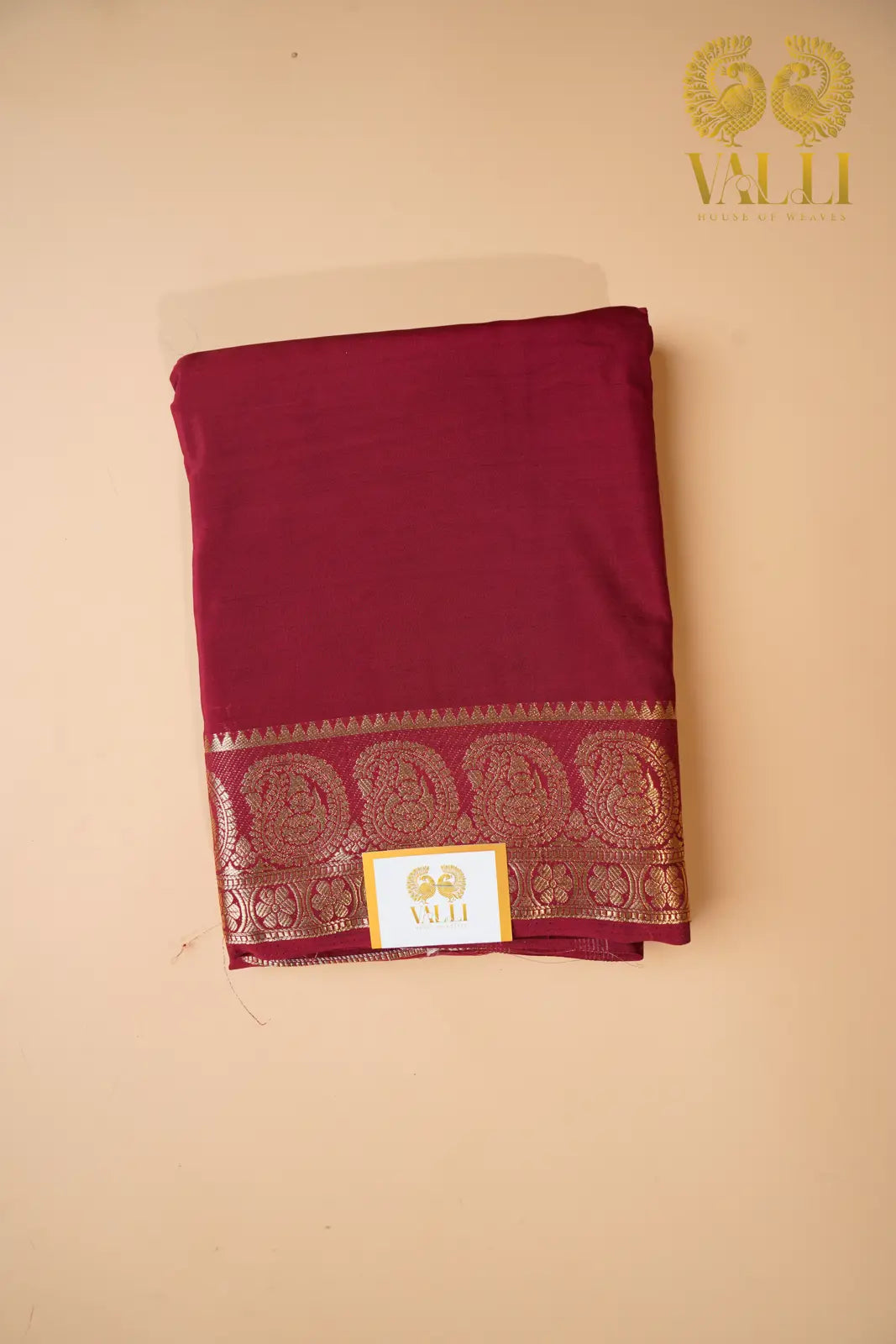 Maroon Mango Border Semi-Crepe Silk Saree