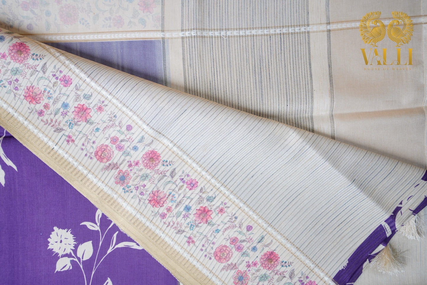 Purple tussar digital print