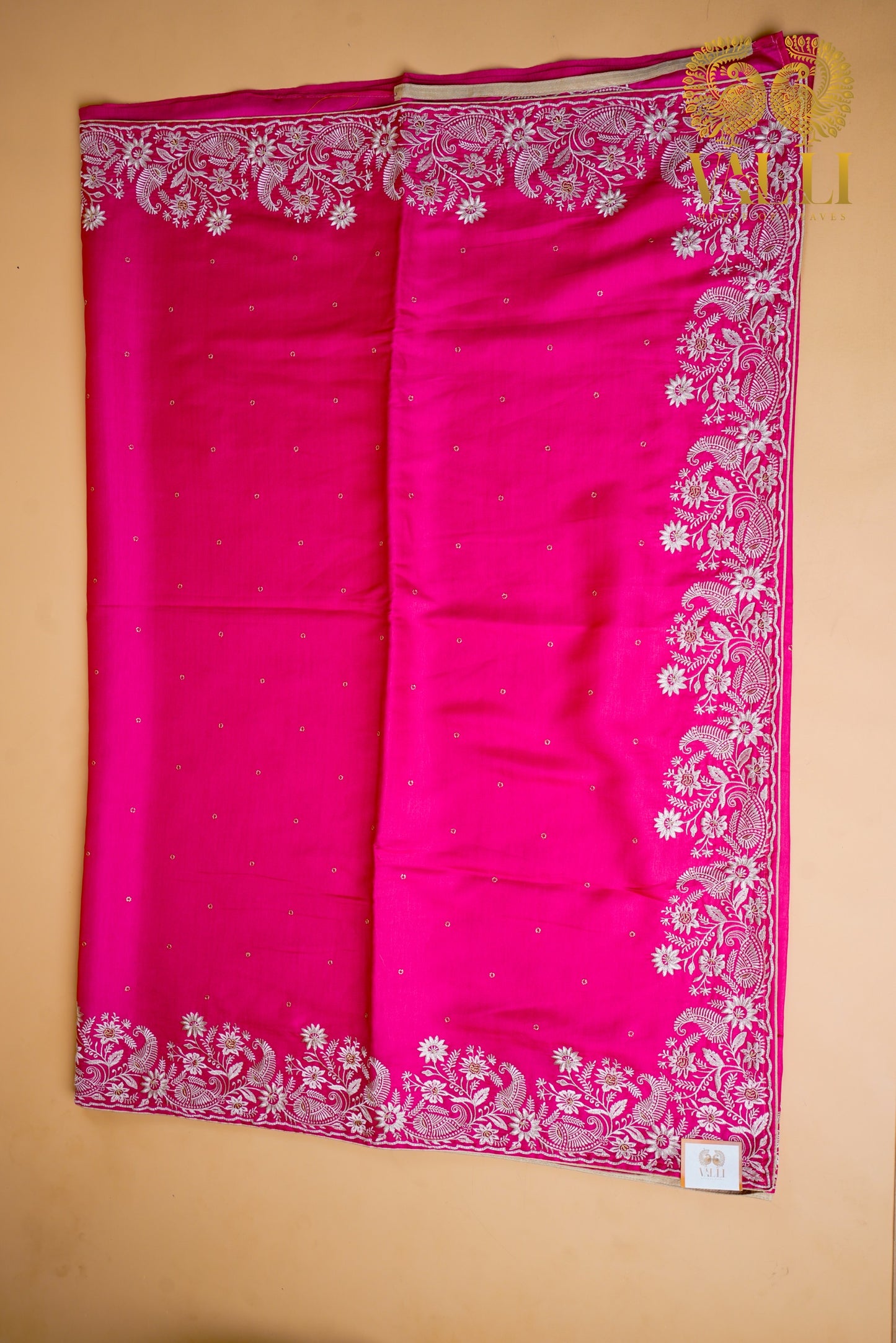 Soft Tussar Silk Saree – Embroidered Border & Self Colour Blouse