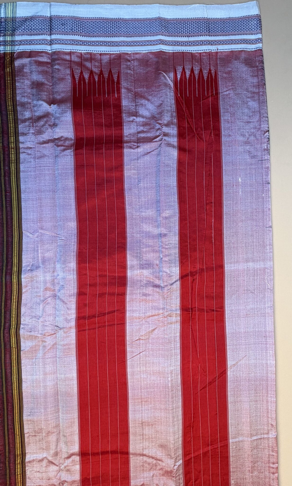 Grey Ilkal Handloom Cotton Saree with Silk Tope Pallu