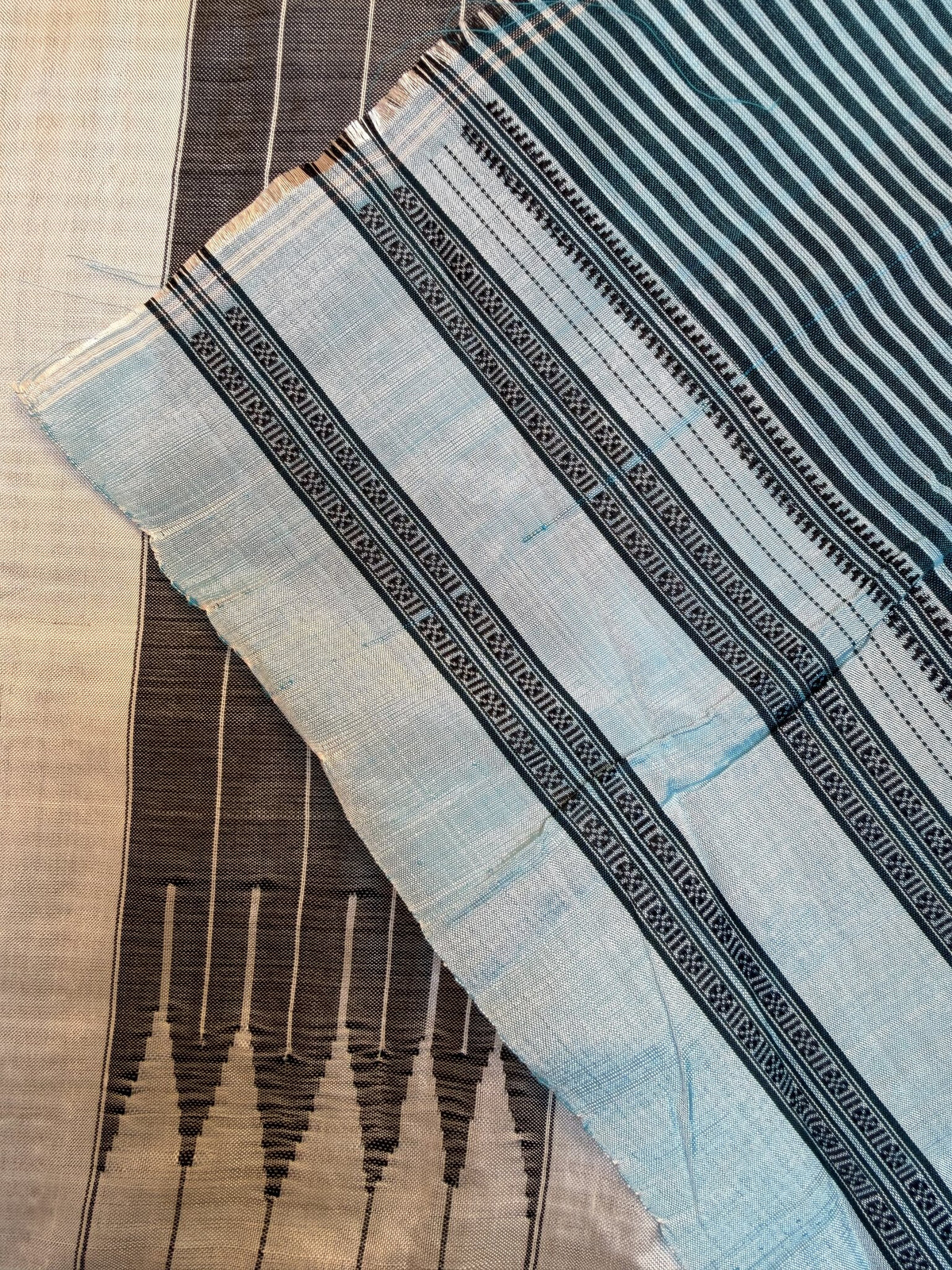 Blue Ilkal Handloom Cotton Saree with Silk Tope Pallu