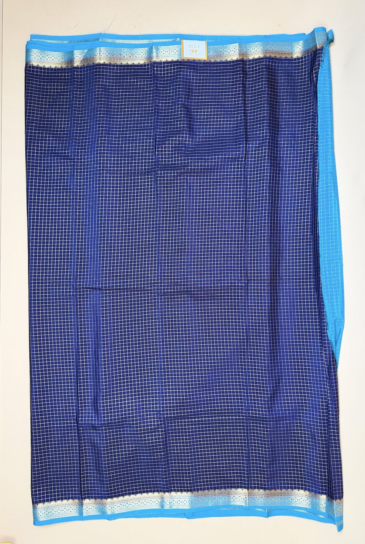 Ink Blue + Rama Blue Semi Crepe Saree
