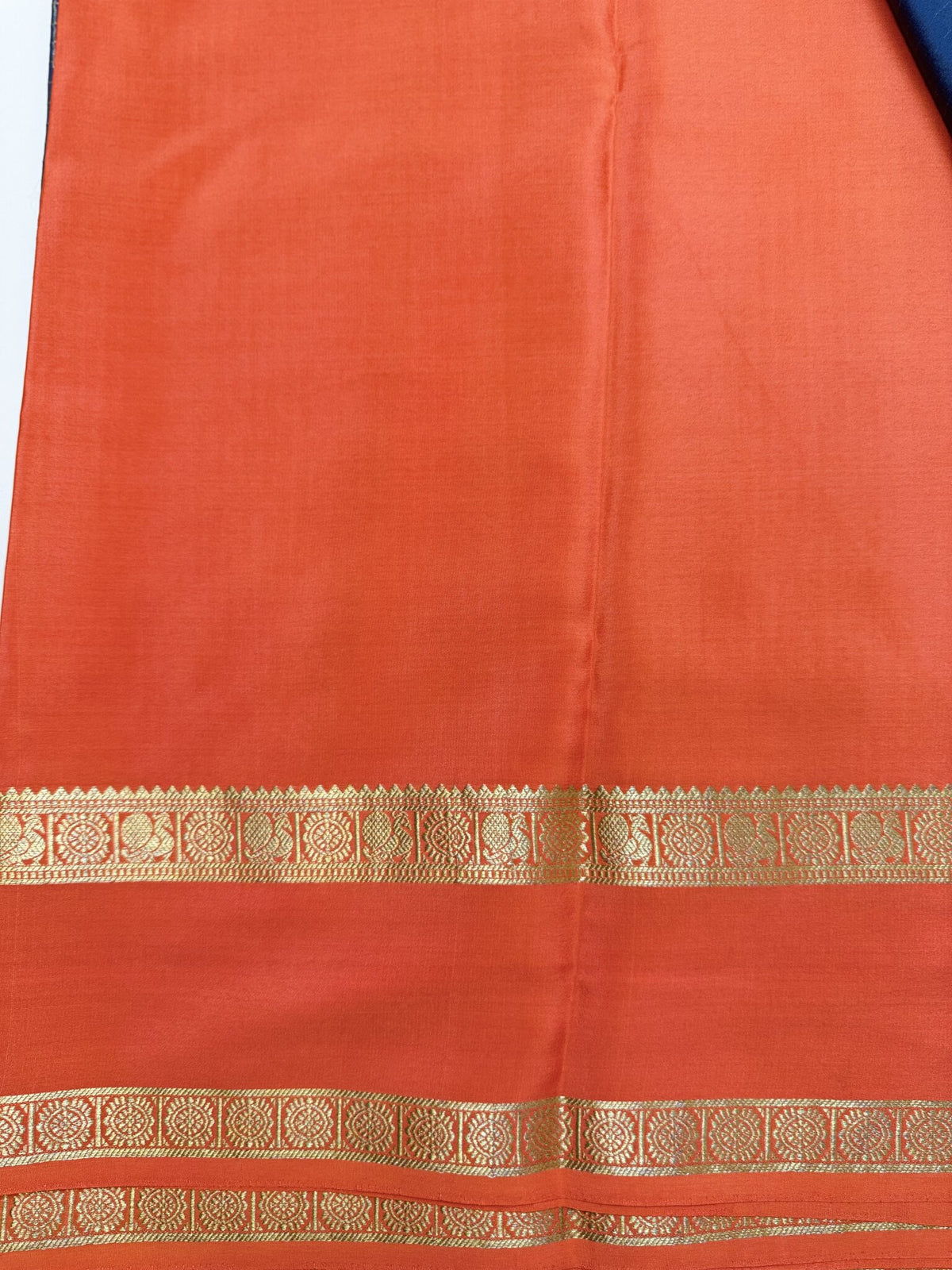 Black & Orange Pure Crepe Silk Saree with Gandaberunda & Yaali Motifs