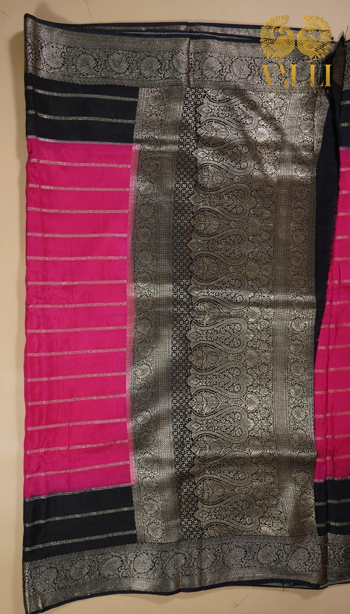Rani Pink and black Dola silk