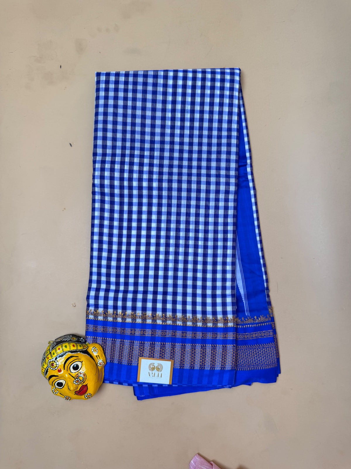 Ink Blue Ilkal Saree – Tum Tum Checks