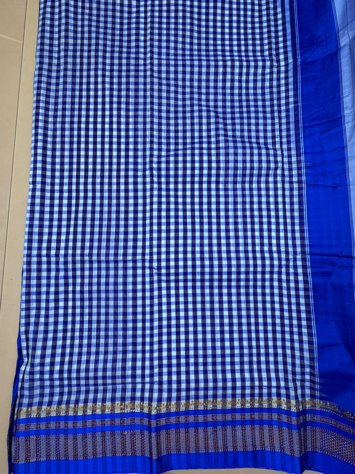 Ink Blue Ilkal Saree – Tum Tum Checks