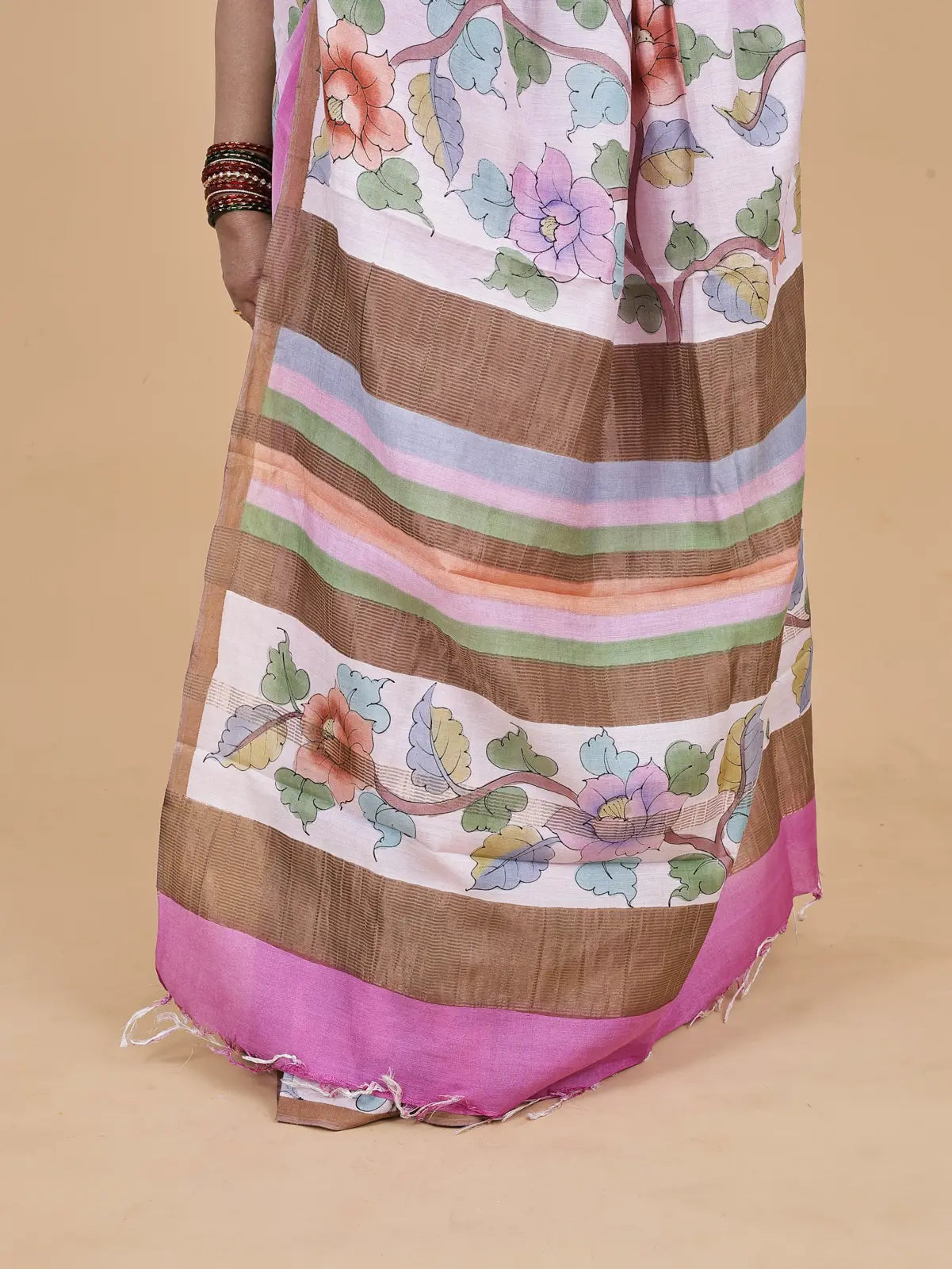 Pure Hand-Painted Tussar Silk Saree