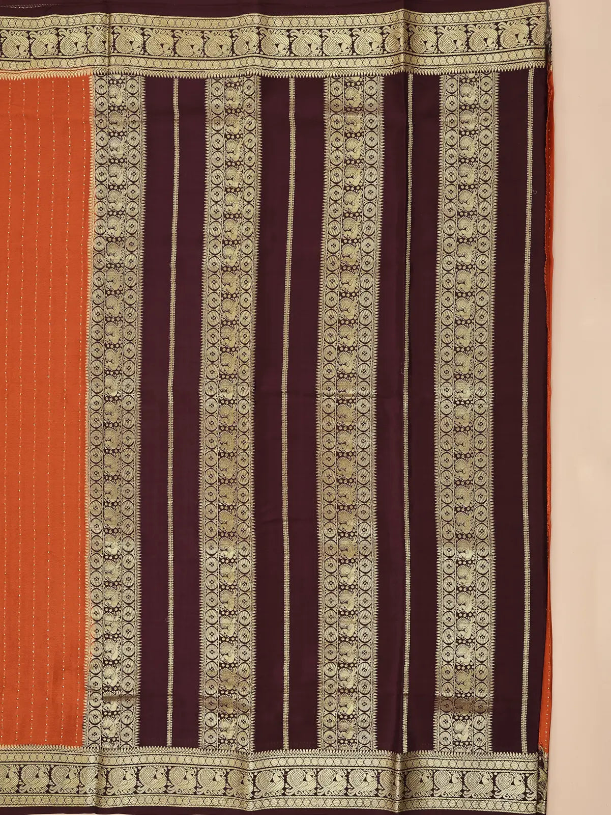 Annam Pure Crepe Silk Saree – Rust Orange