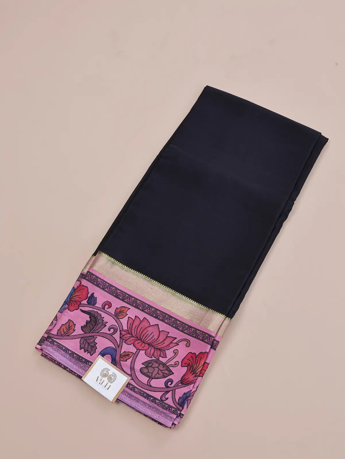 Pure Crepe Silk Saree with Kalamkari Border & Pallu