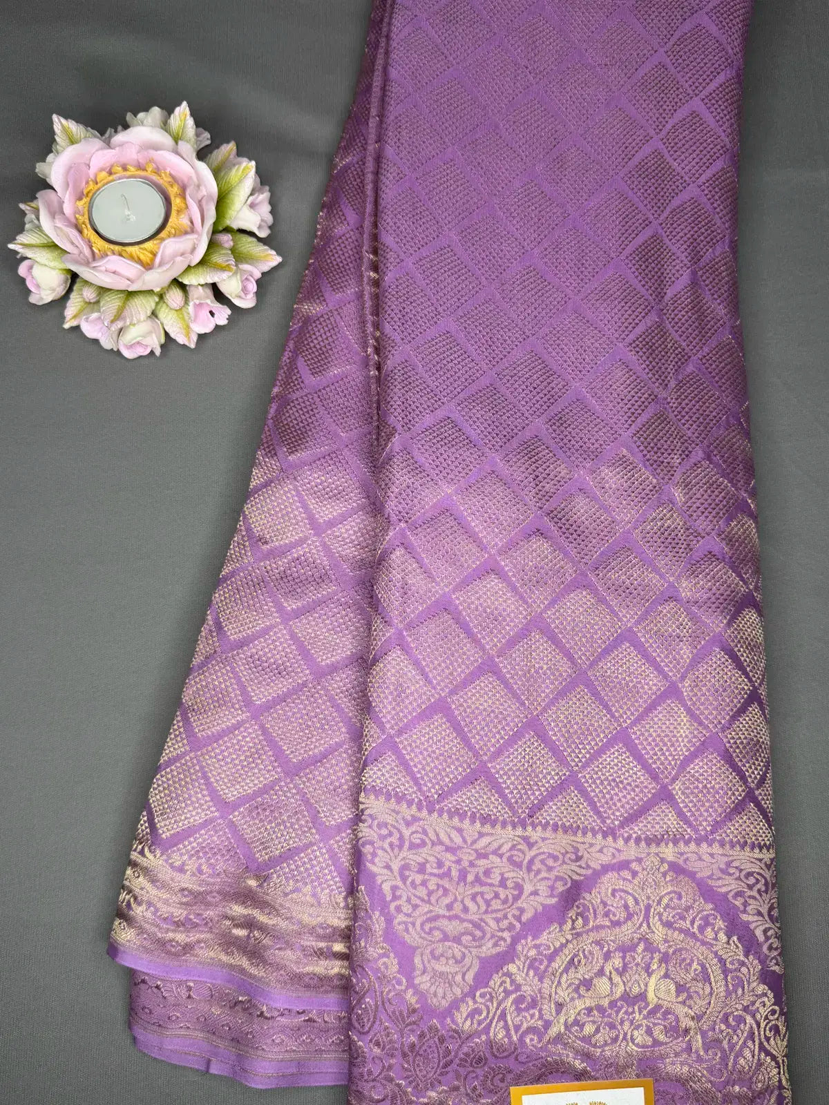 Banarasi crepe silk saree lilac