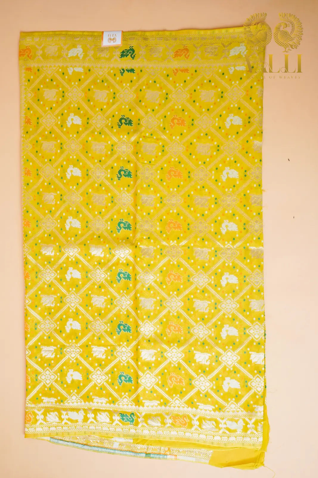Parrot Green georgette Banarasi Silk Saree with Bird Jaal Weave