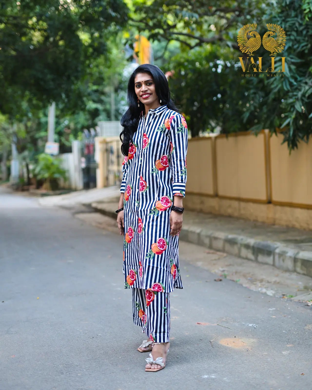 Stripes co ord set with straight cut and with pocket straight cut pant