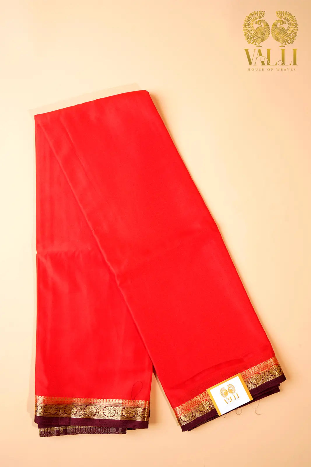 Orange Semi-Crepe Saree with Snuff Border & Pallu