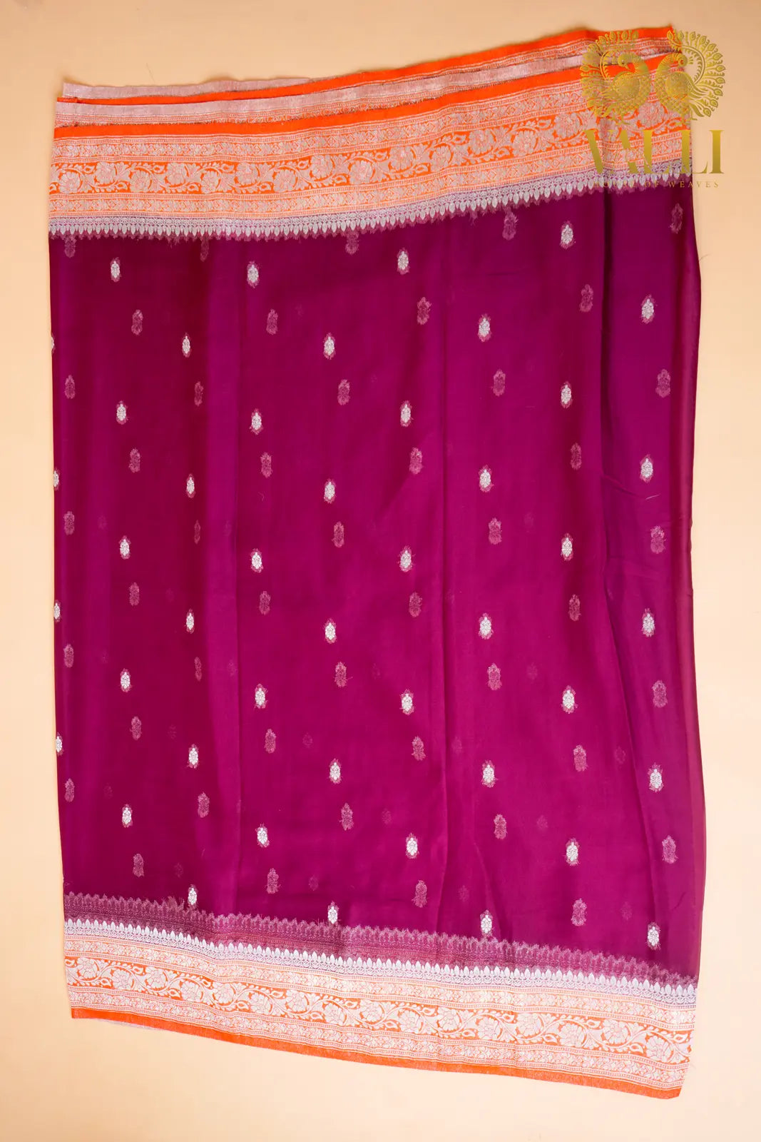 Maroon Chiffon Saree with Elegant Silver Zari Border