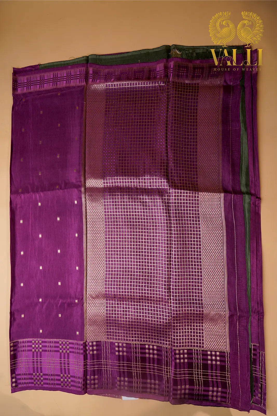 Dual Tone Silk Saree – Royal Magenta with Olive Green Contrast