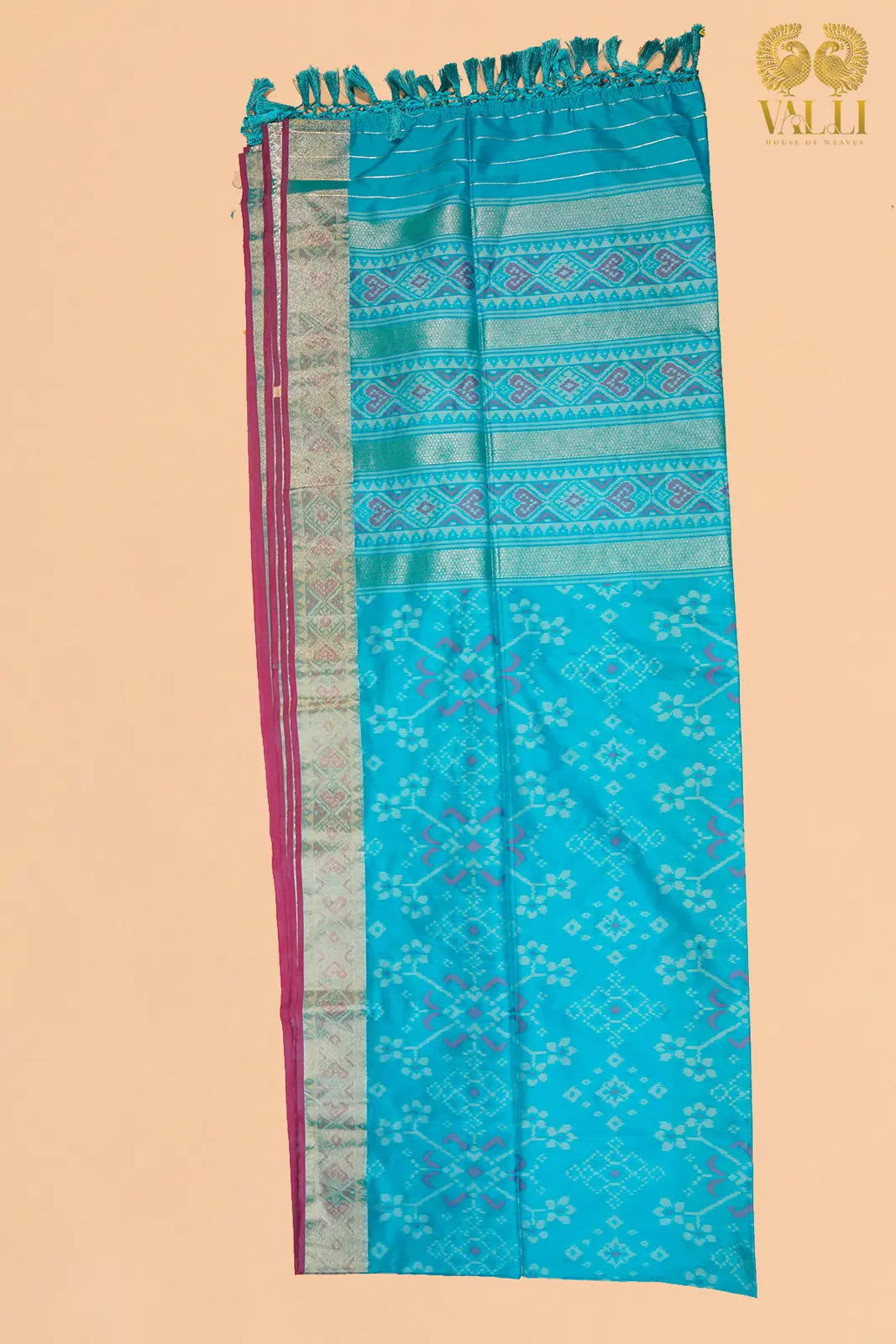 Turquoise Blue Semi Patola Saree
