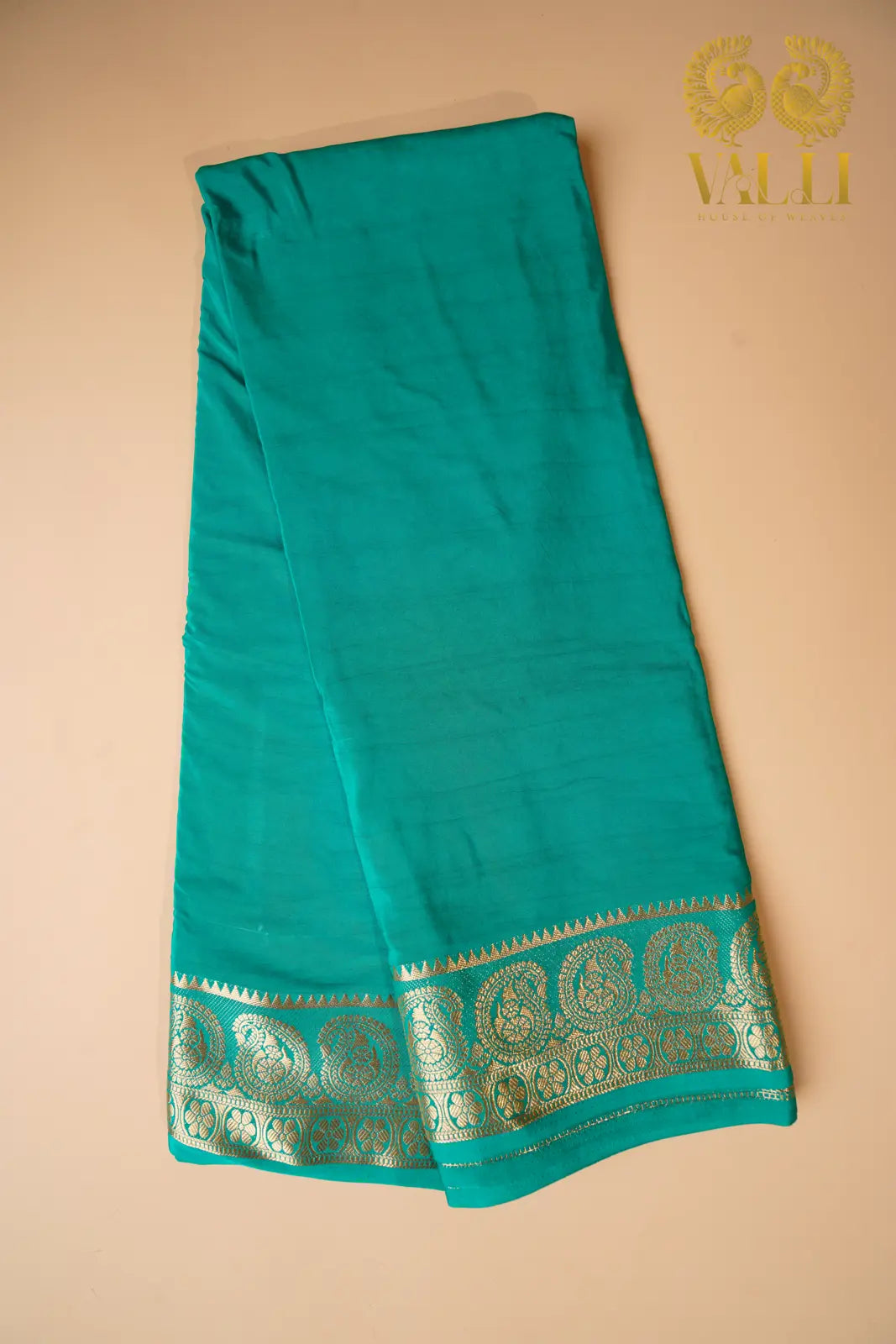 Sea Green Mango Border Semi-Crepe Silk Saree